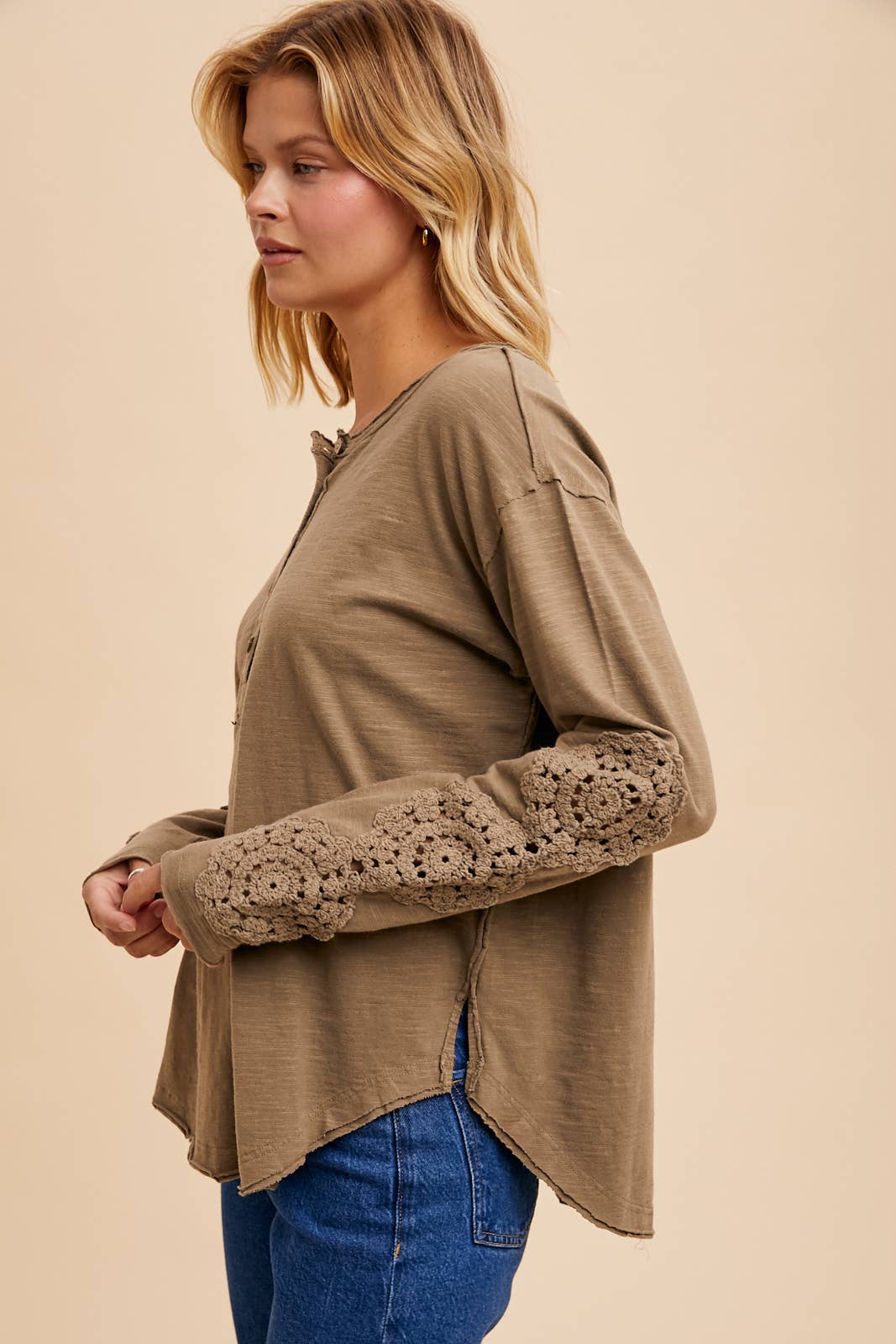 CROCHET PATCH HENLEY TOP