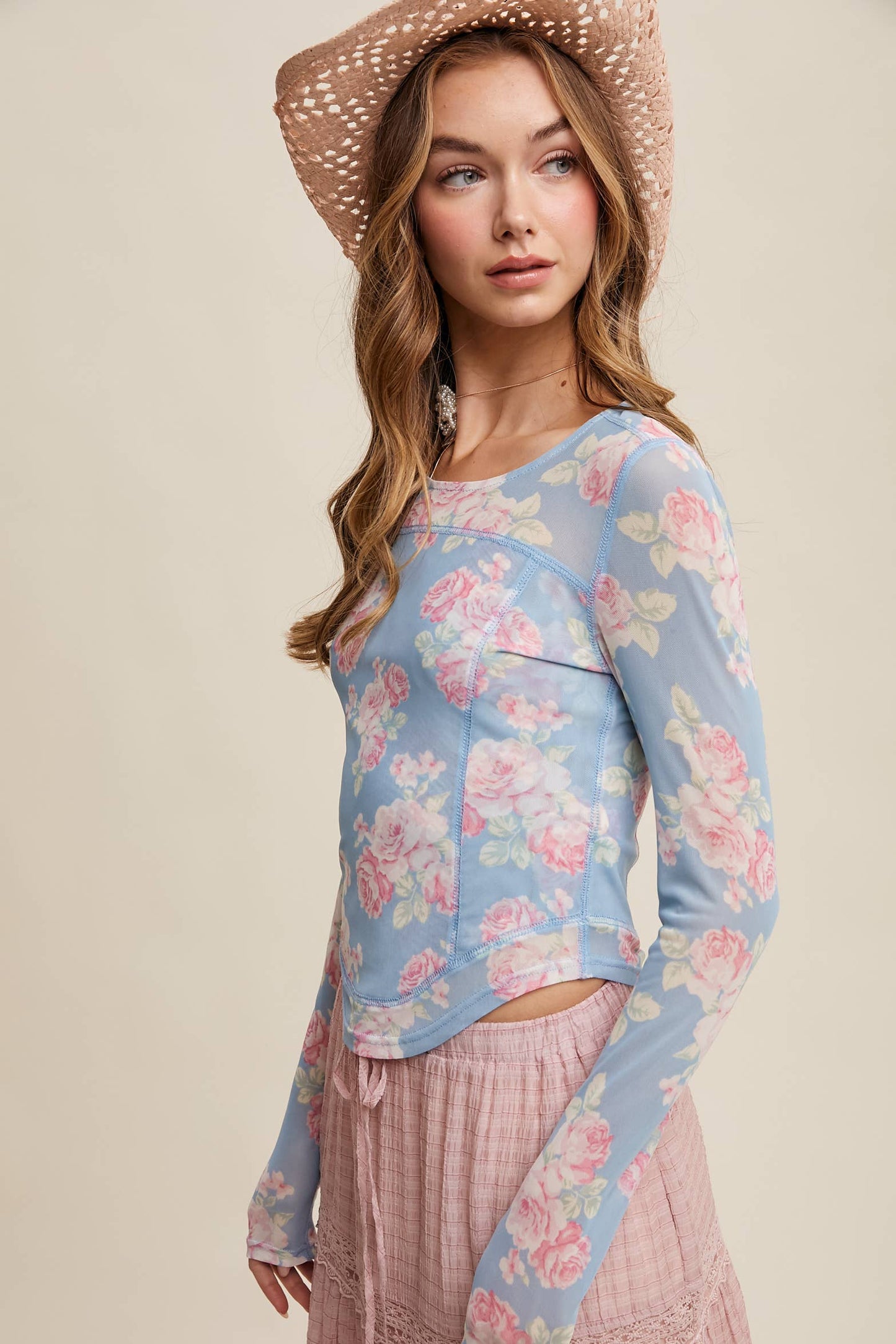 Floral Mesh Top
