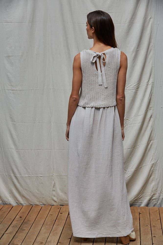 W2069 | Knit Sweater Sleeveless Flare Midi Dress