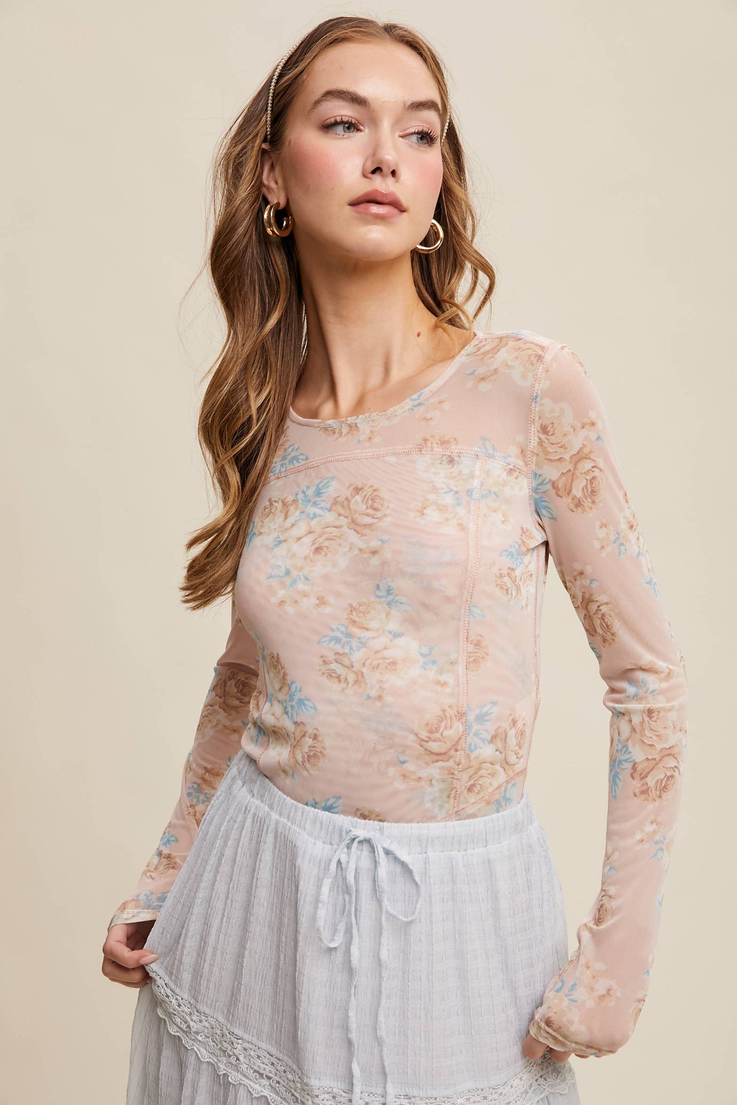 Floral Mesh Top