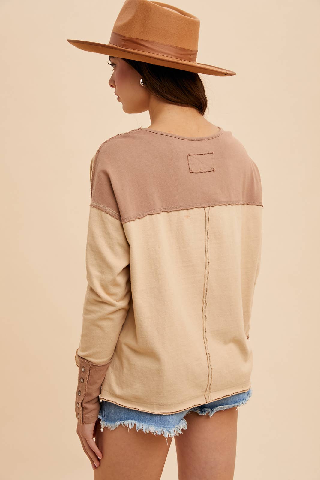 WASHED COTTON HENLEY TOP