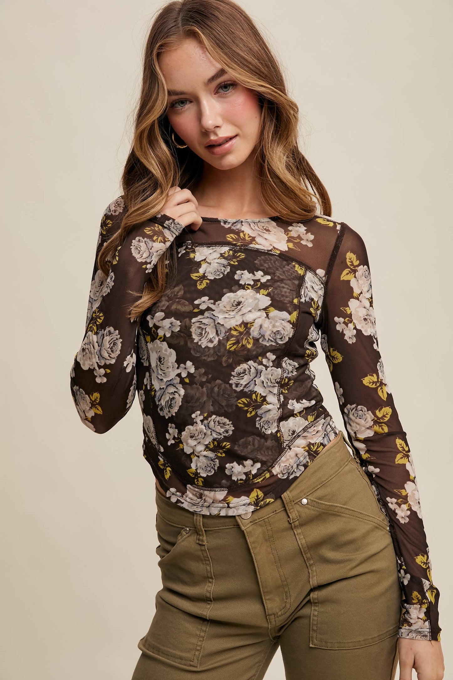 Floral Mesh Top