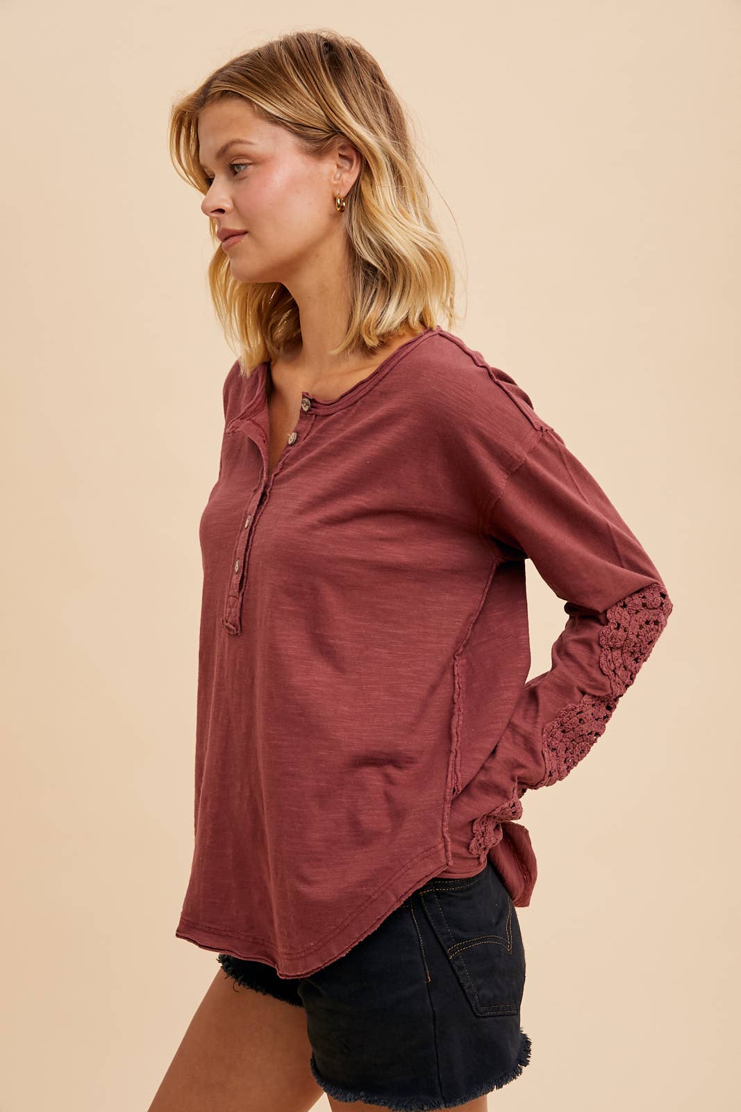 CROCHET PATCH HENLEY TOP