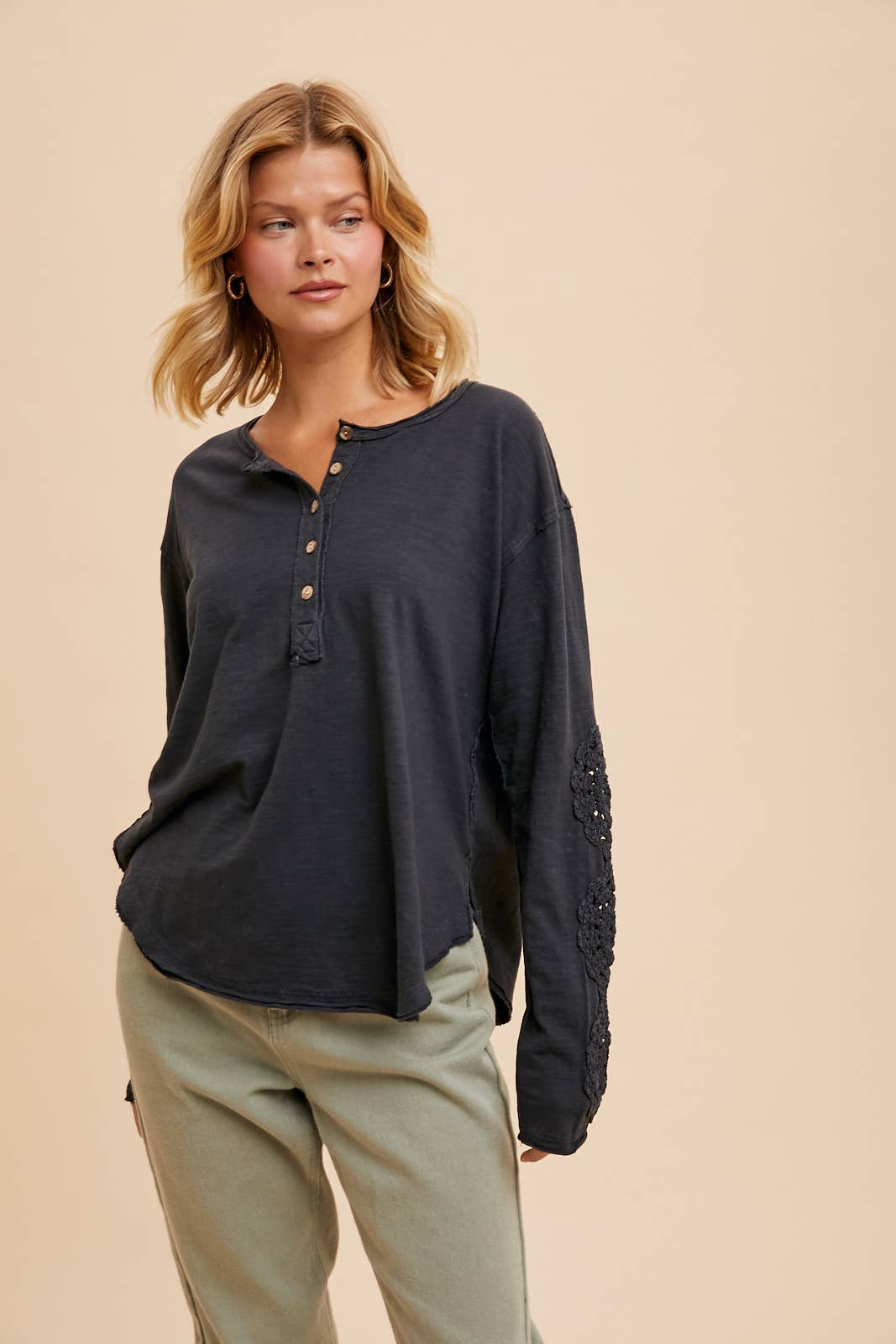 CROCHET PATCH HENLEY TOP
