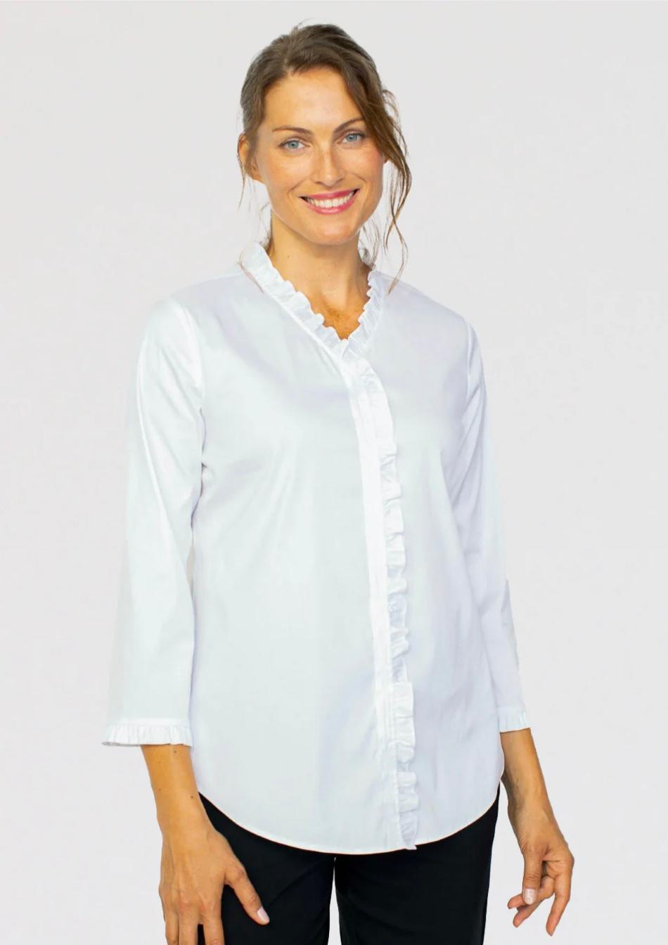 White Travel Ruffle Shirt