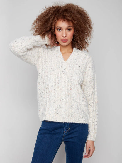 Cream V Neck Sweater