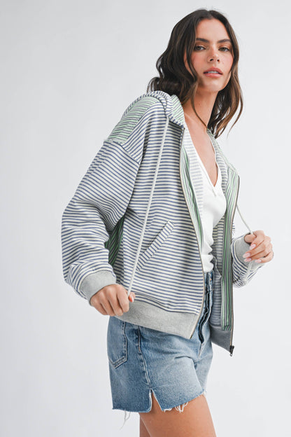 5189HK Striped Zip Hoodie