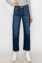 High Rise Straight   Western Detail Design Jeans
