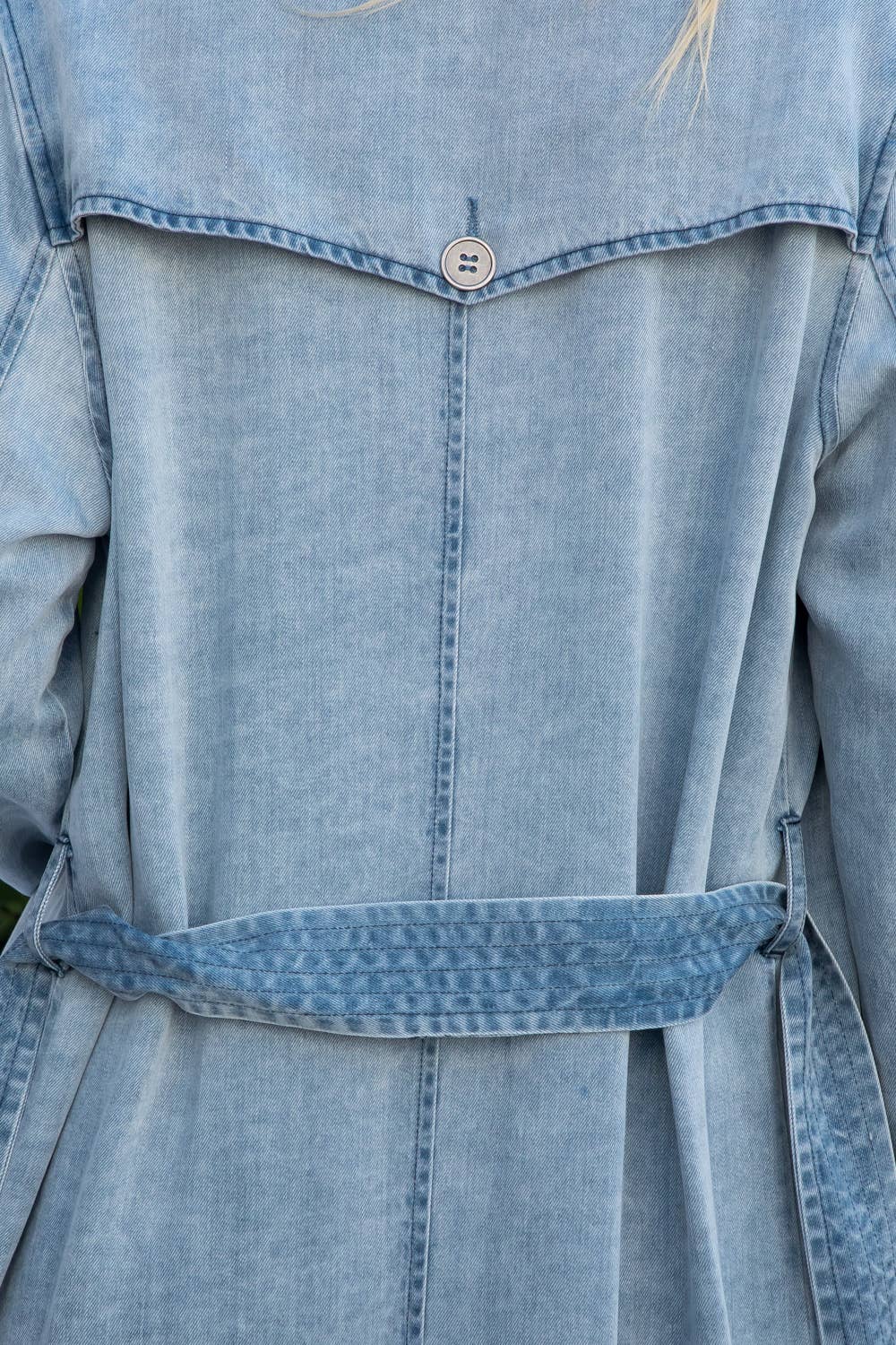 Denim Garment Washed Trench Coat