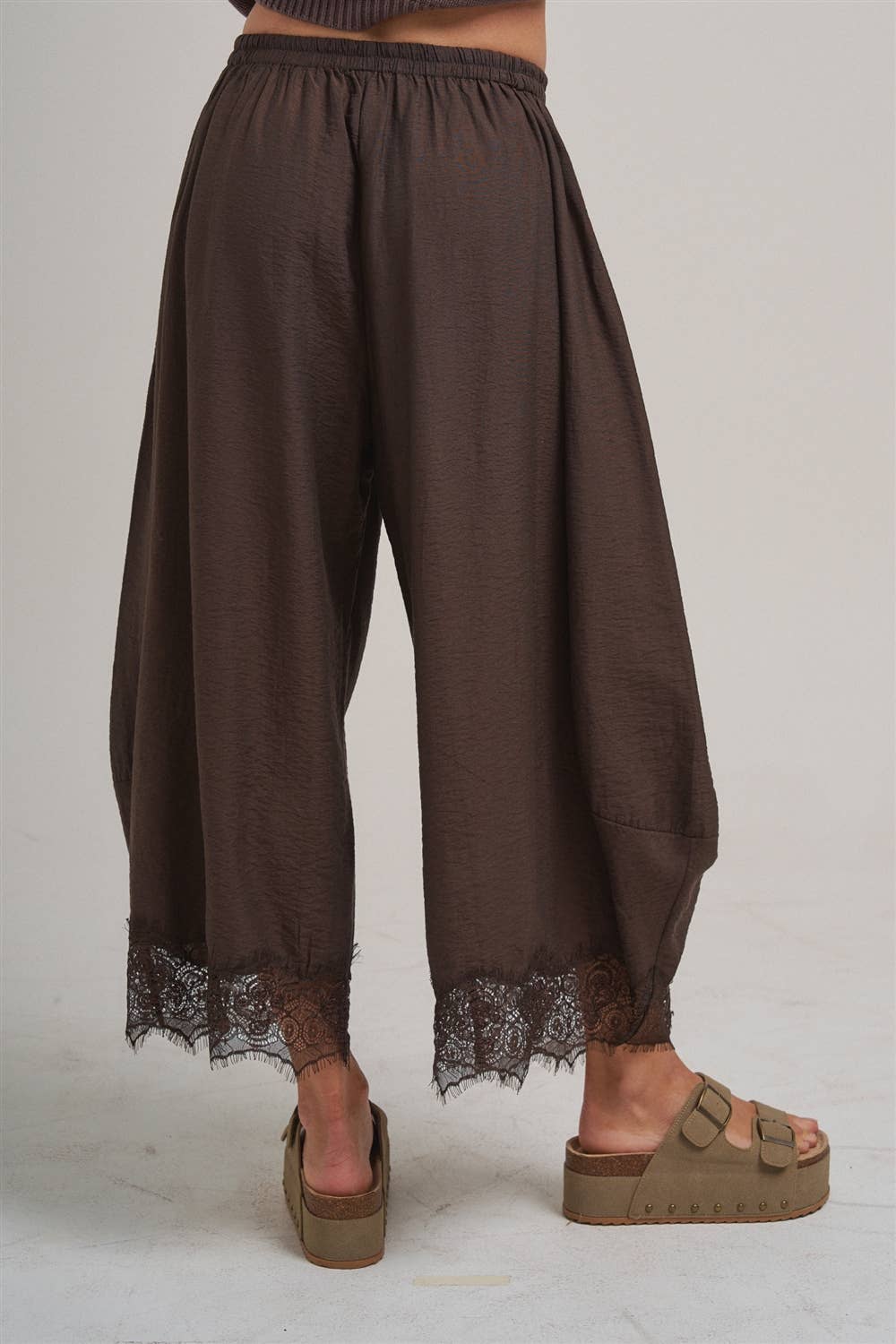 Balloon Satin Lace Pant Chocolate