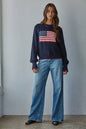 Knit Sweater American Flag Pullover Navy