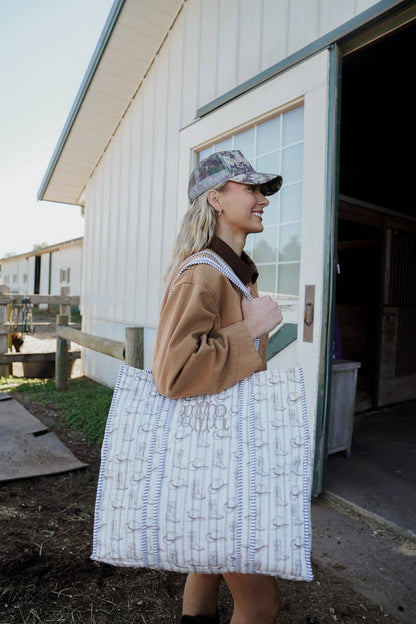 Western Blues Quilted Tote Bag