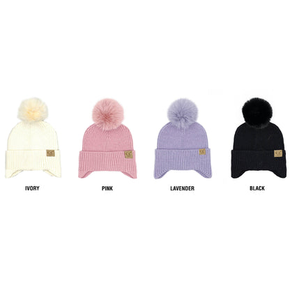 CC Toasty and Warm Pom Ear Flap Kids Beanie