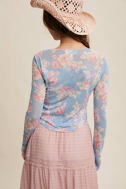 Floral Mesh Top