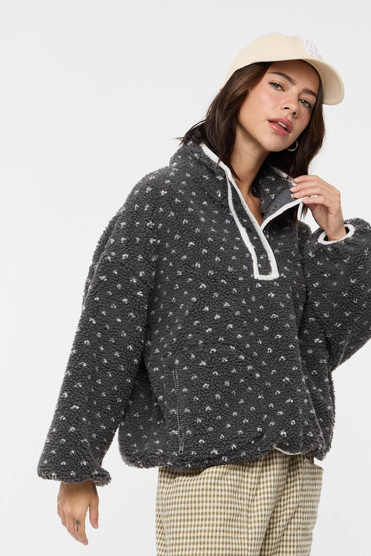 HEART SHERPA FLEECE PULLOVER