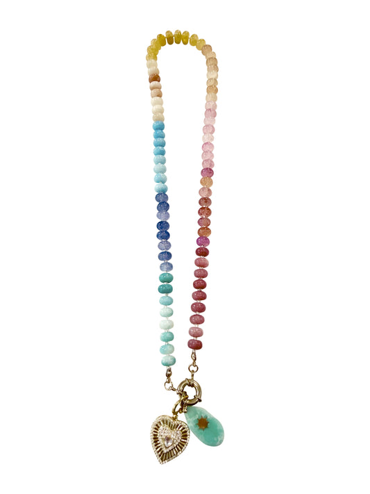Olive Greenstone Multi Beaded Necklace