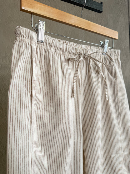 Striped Cream Linen Pant