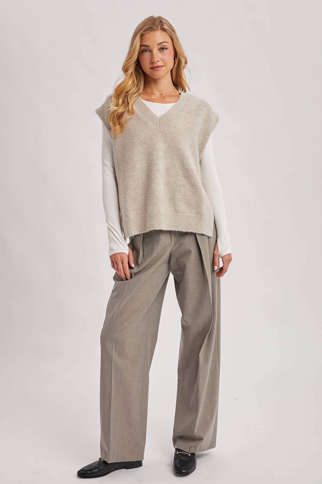 Oversized Knit Vest Oatmeal