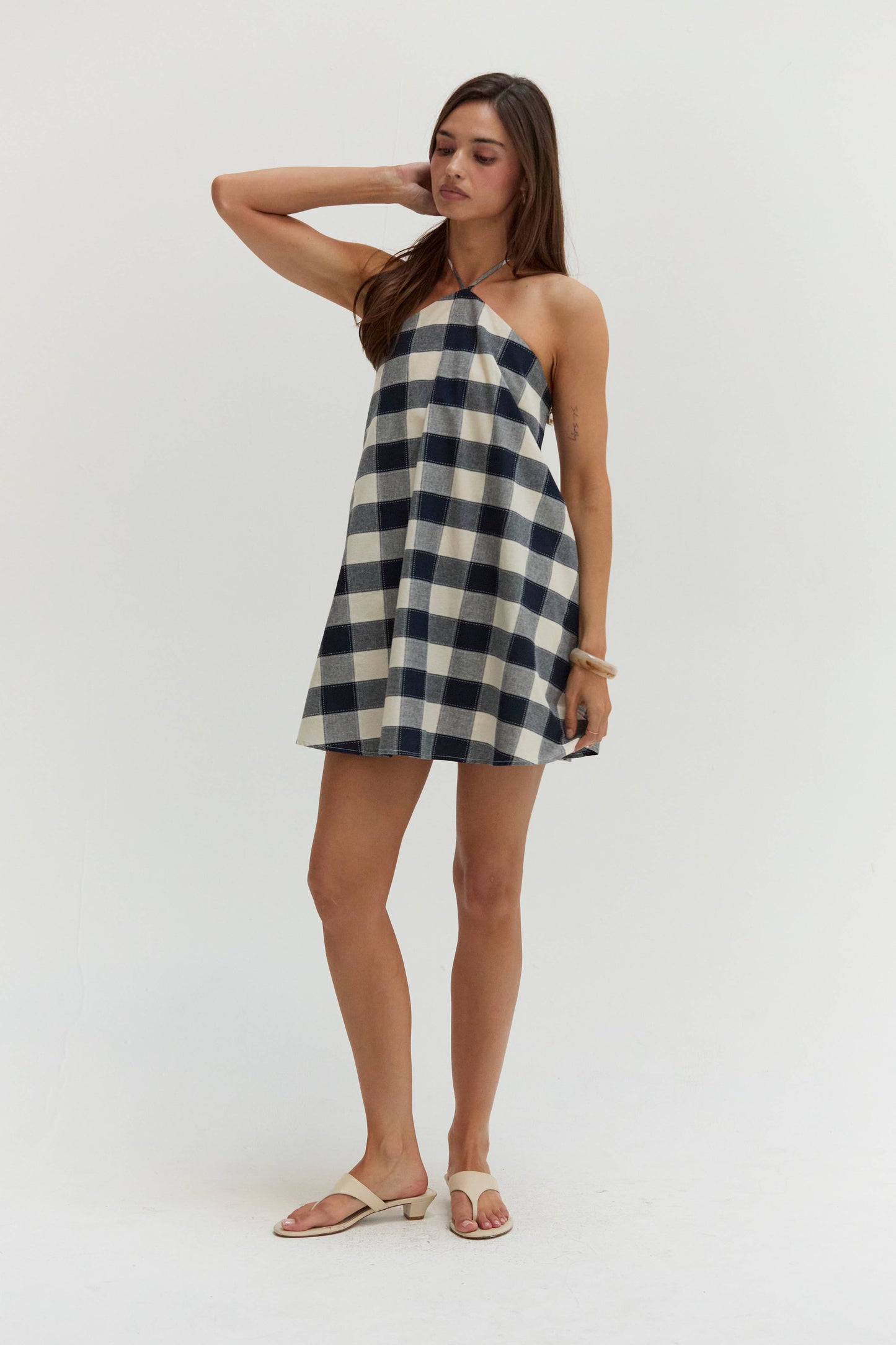 Gingham Halter Romper Dress