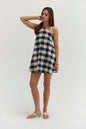 Gingham Halter Romper Dress