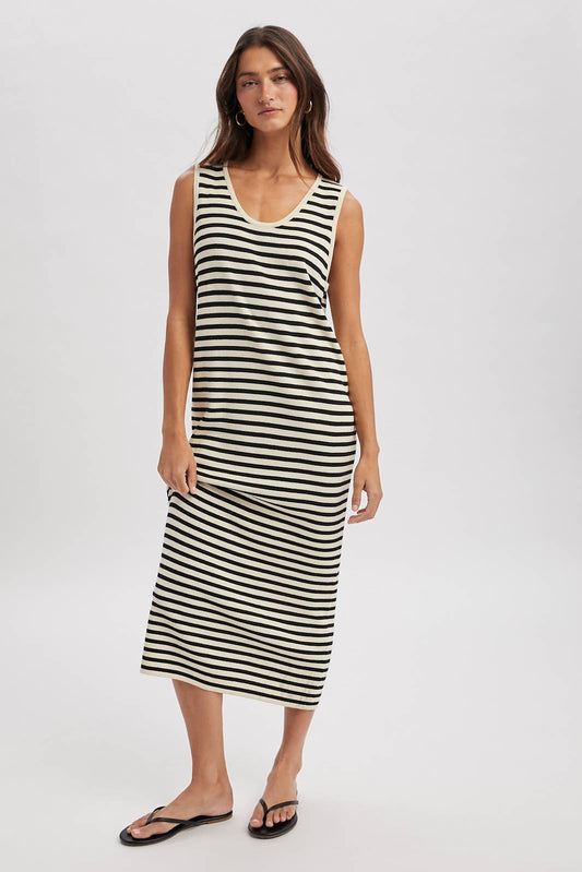 Striped Midi Black Combo Dress