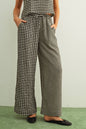 MIXED GINGHAM STRAIGHT PANTS