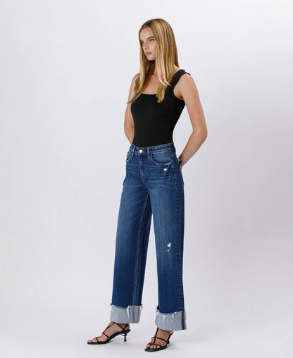 High Rise Cuffed Baggy Jean
