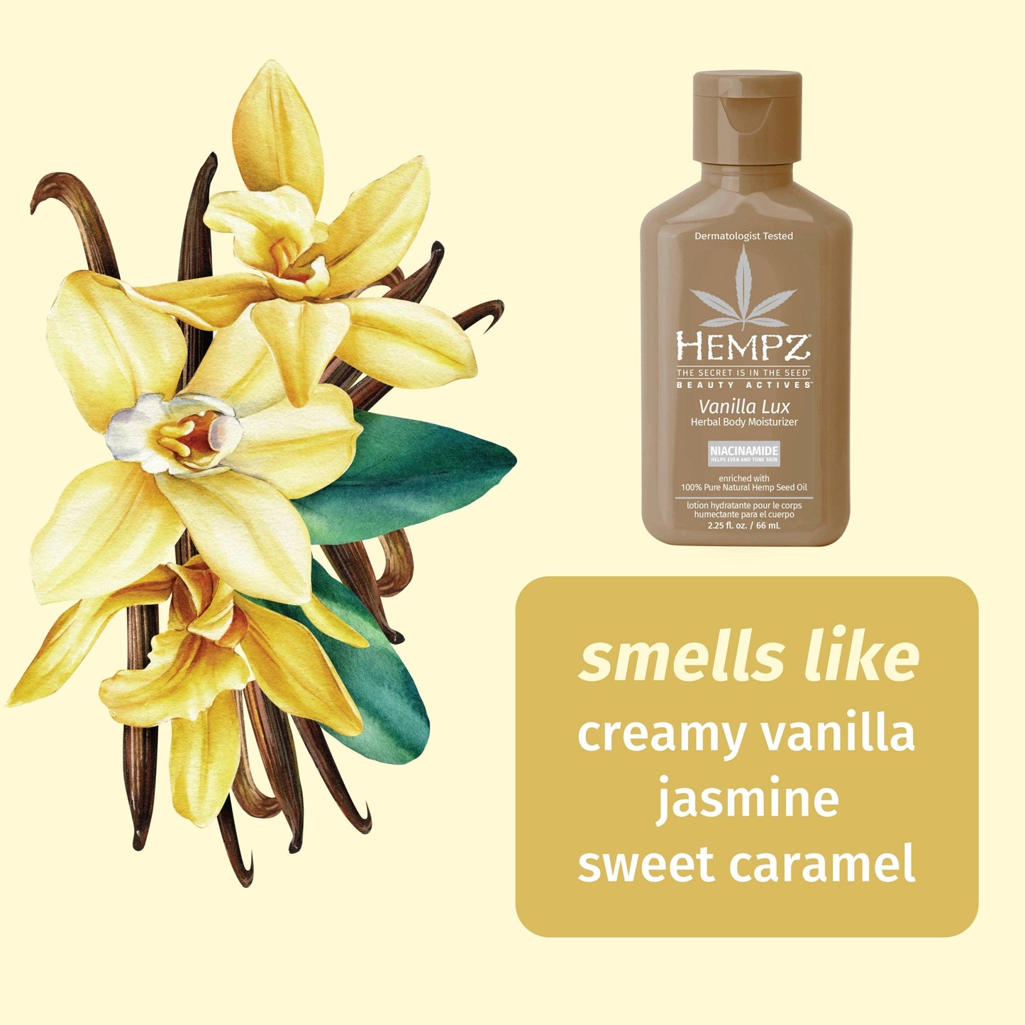 Travel-Size Beauty Actives Vanilla Lux Herbal Body Moisturizer with Niacinamide