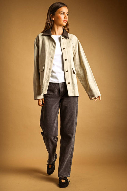 STRIPED PATTERN BARN JACKET