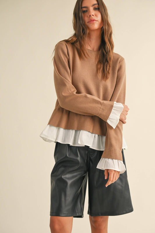 T3505  SHIRTS COMBO SWEATER TOP
