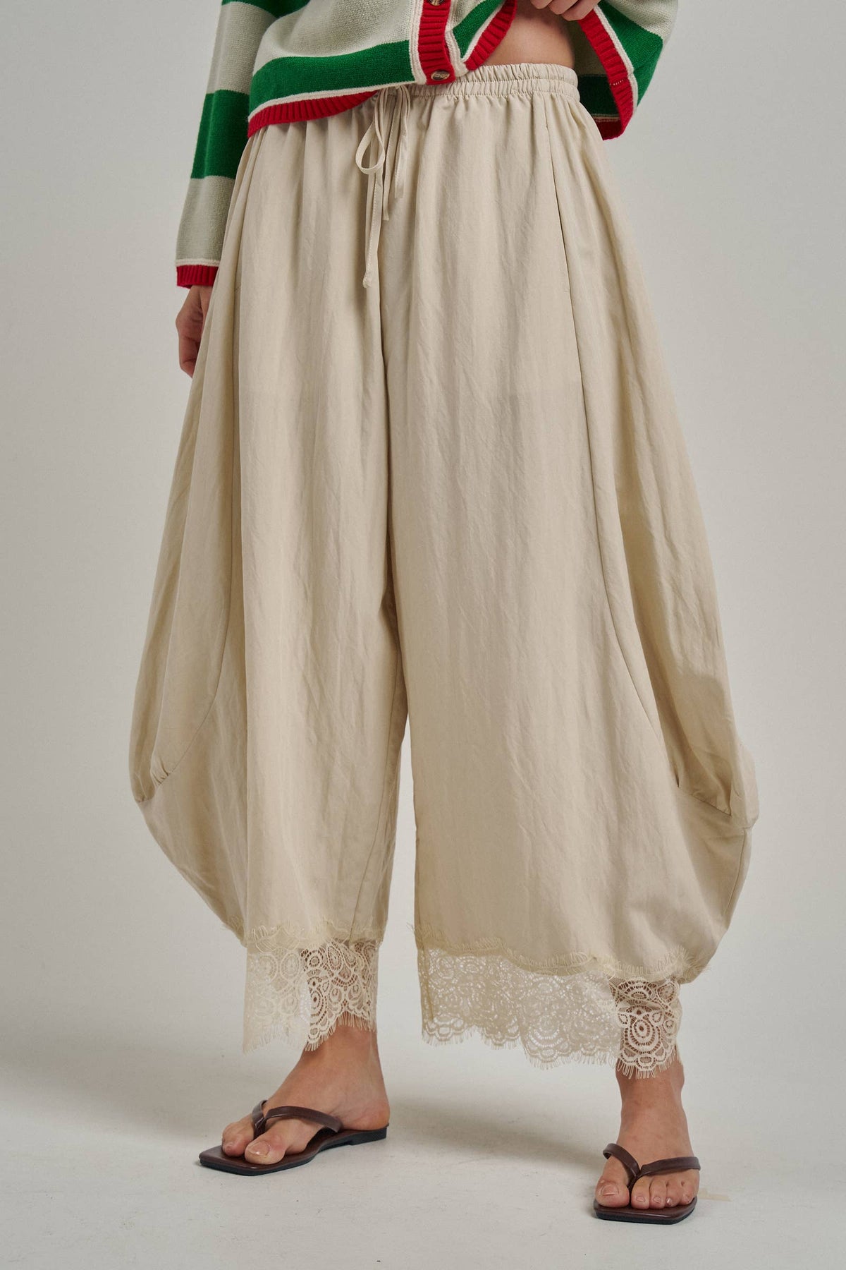 Balloon Satin Lace Pant Chocolate