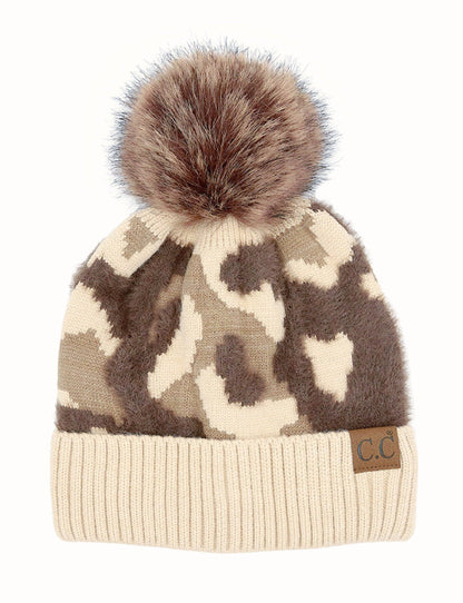 Chenille Abstract Print Beanie