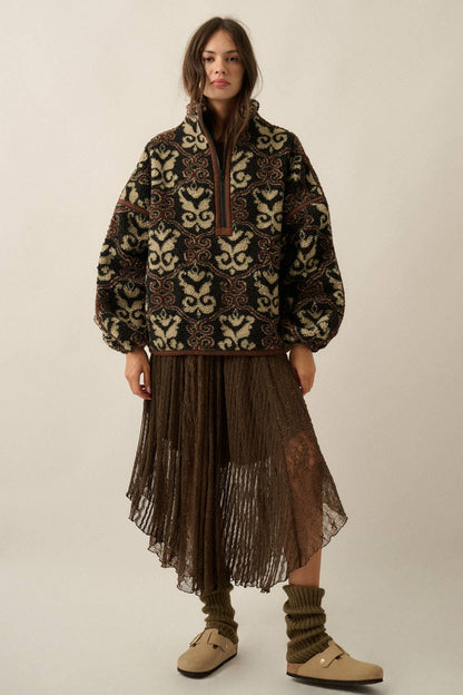 Ornate Sherpa Fleece Pullover