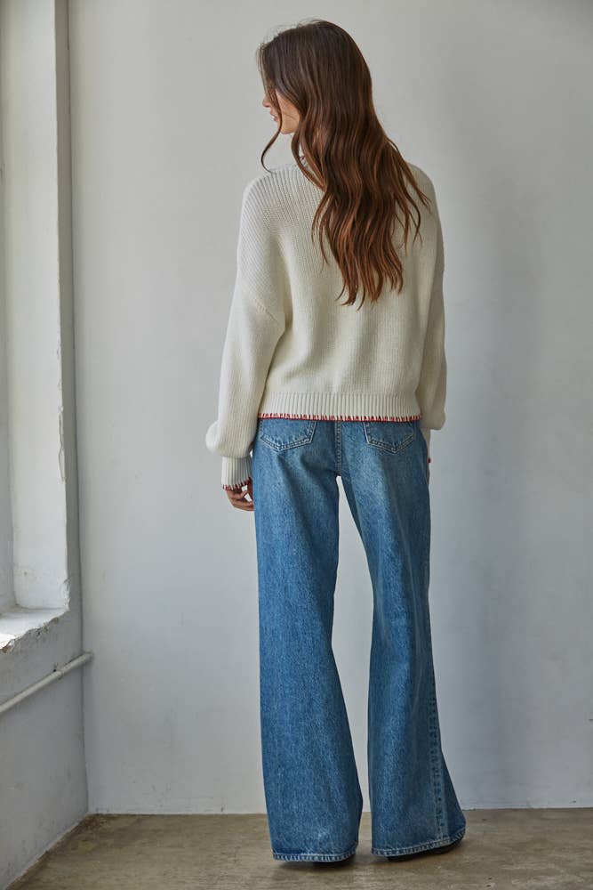 Knit Sweater American Flag Pullover Navy