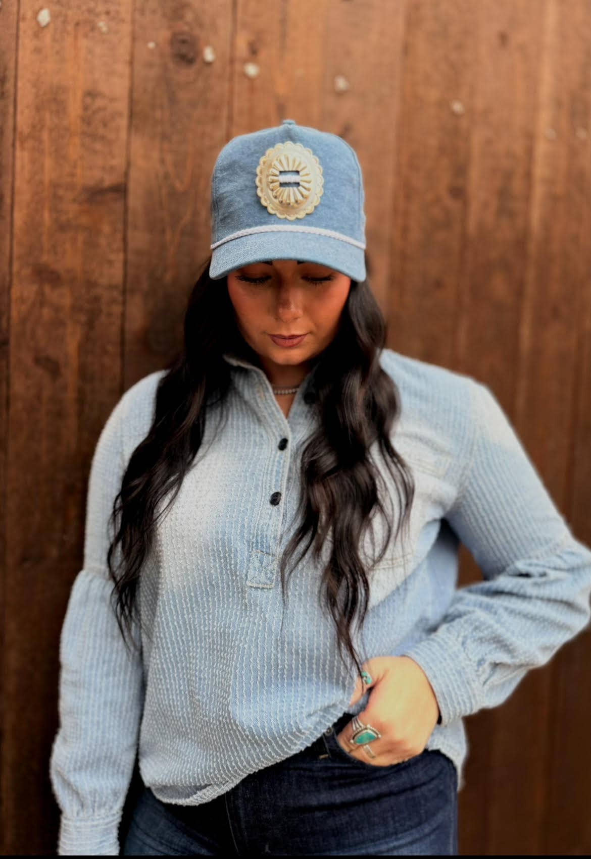 Denim Single Concho Trucker Hat