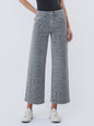 HIGH RISE GREY LEOPARD PRINT CROP WIDE LEG JEANS