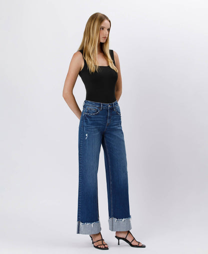 High Rise Cuffed Baggy Jean
