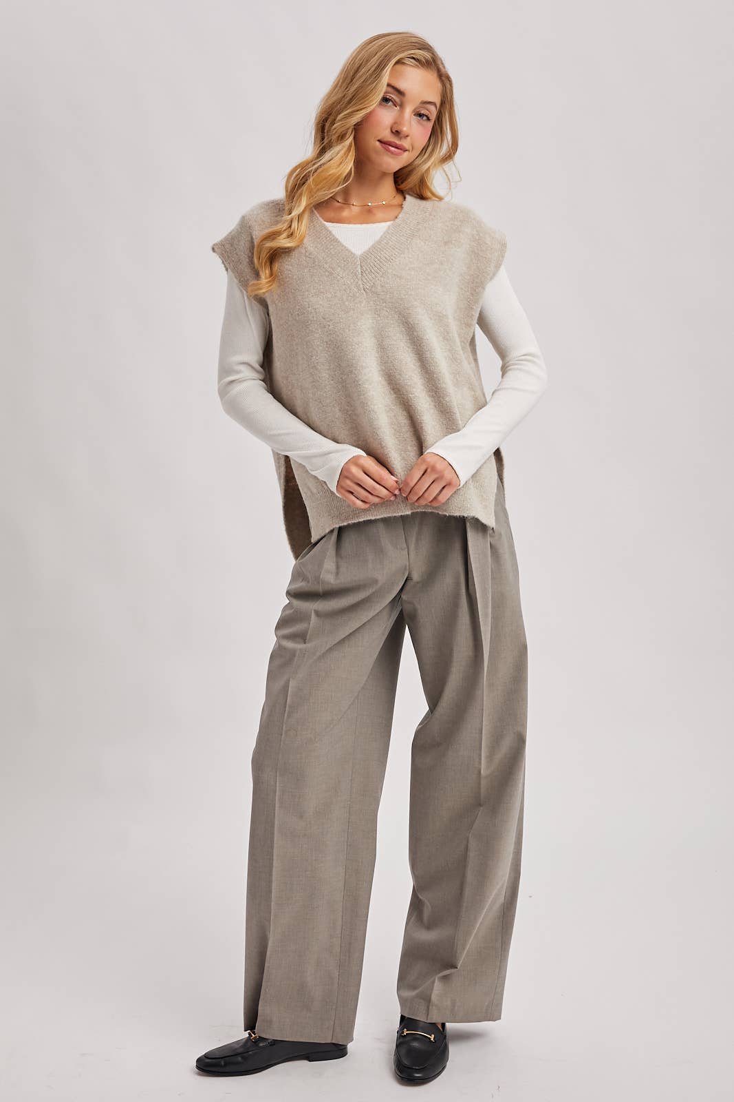 Oversized Knit Vest Oatmeal