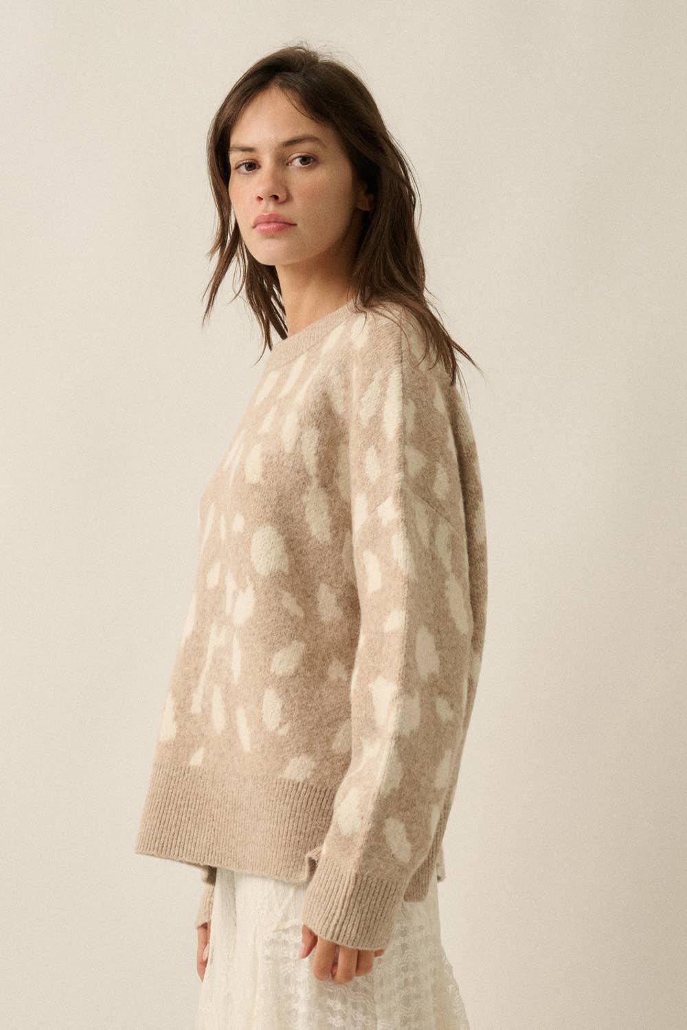 Spotted Jacquard Knit Sweater