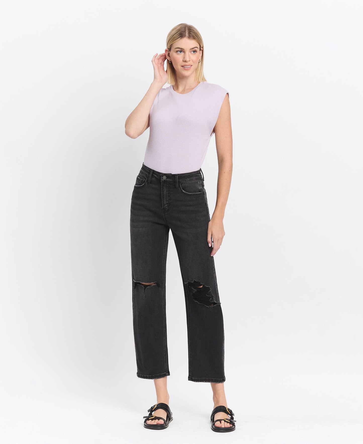 HIGH RISE BARREL JEANS T6568