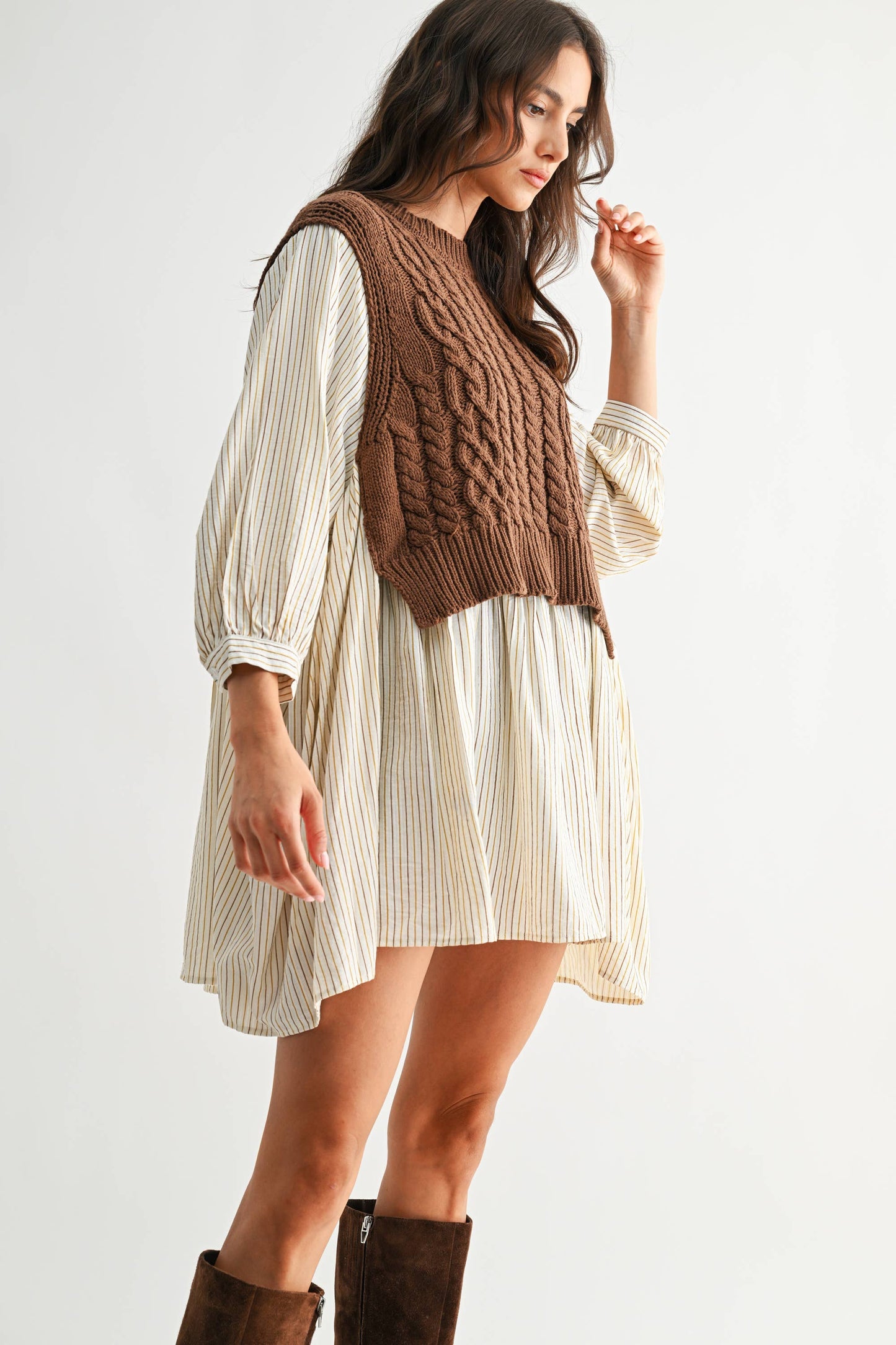Layered Knit Sweater Dress