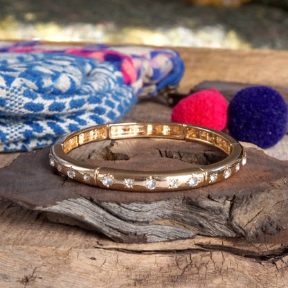 Gold Eternity Stretch Bangle Turquoise