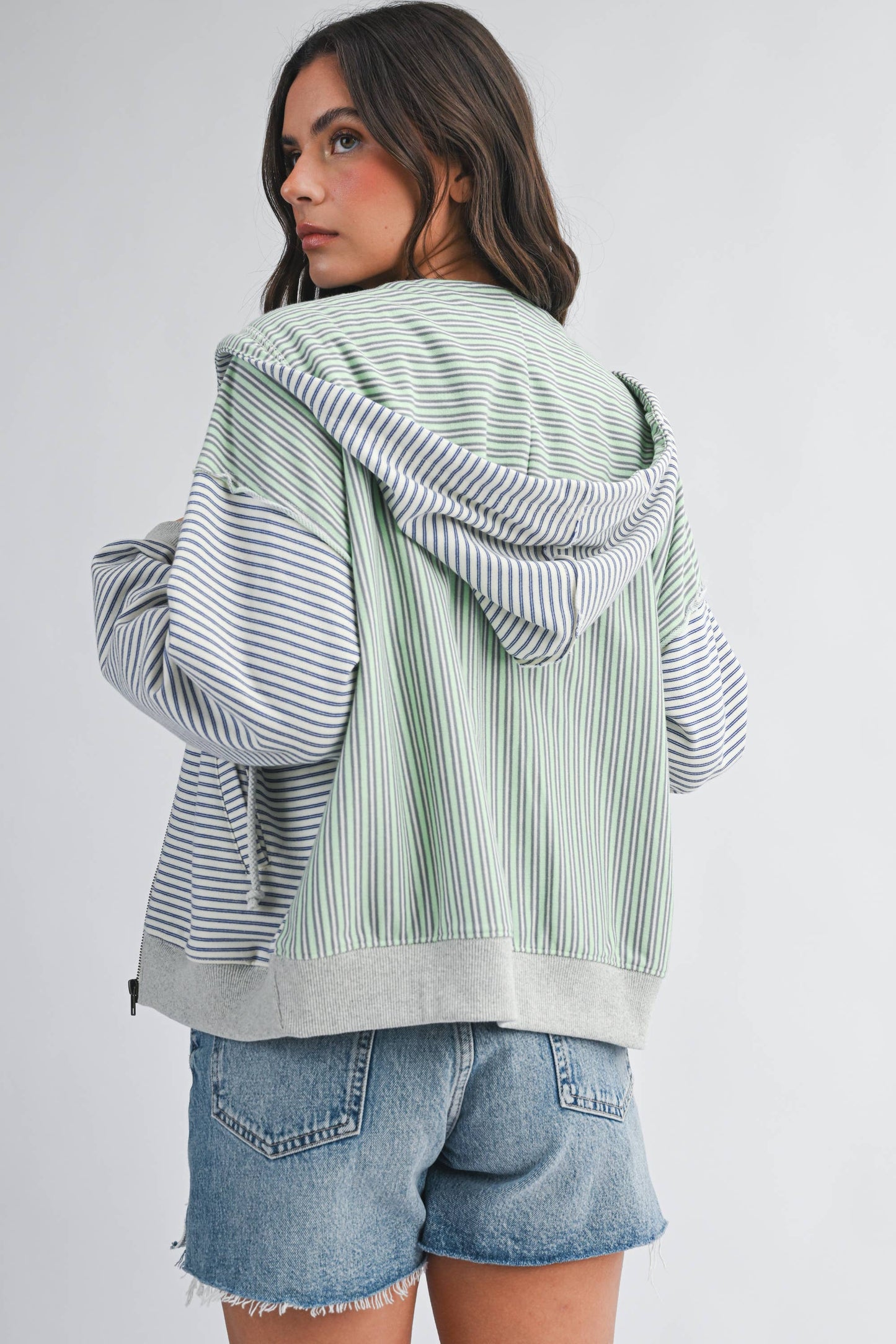 5189HK Striped Zip Hoodie