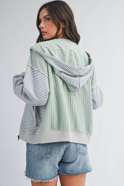 5189HK Striped Zip Hoodie
