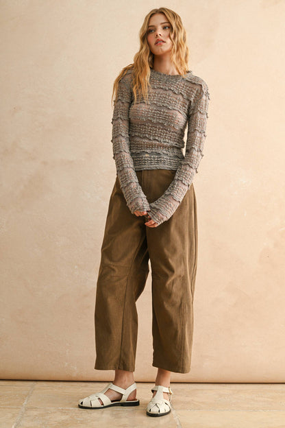 LACE TEXTURED LONG SLEEVE