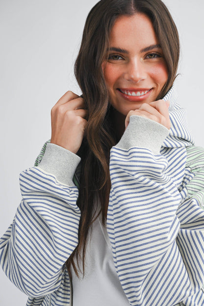 5189HK Striped Zip Hoodie