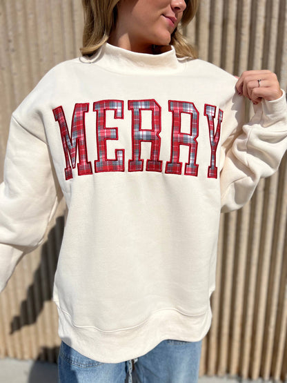 Merry Plaid Mockneck
