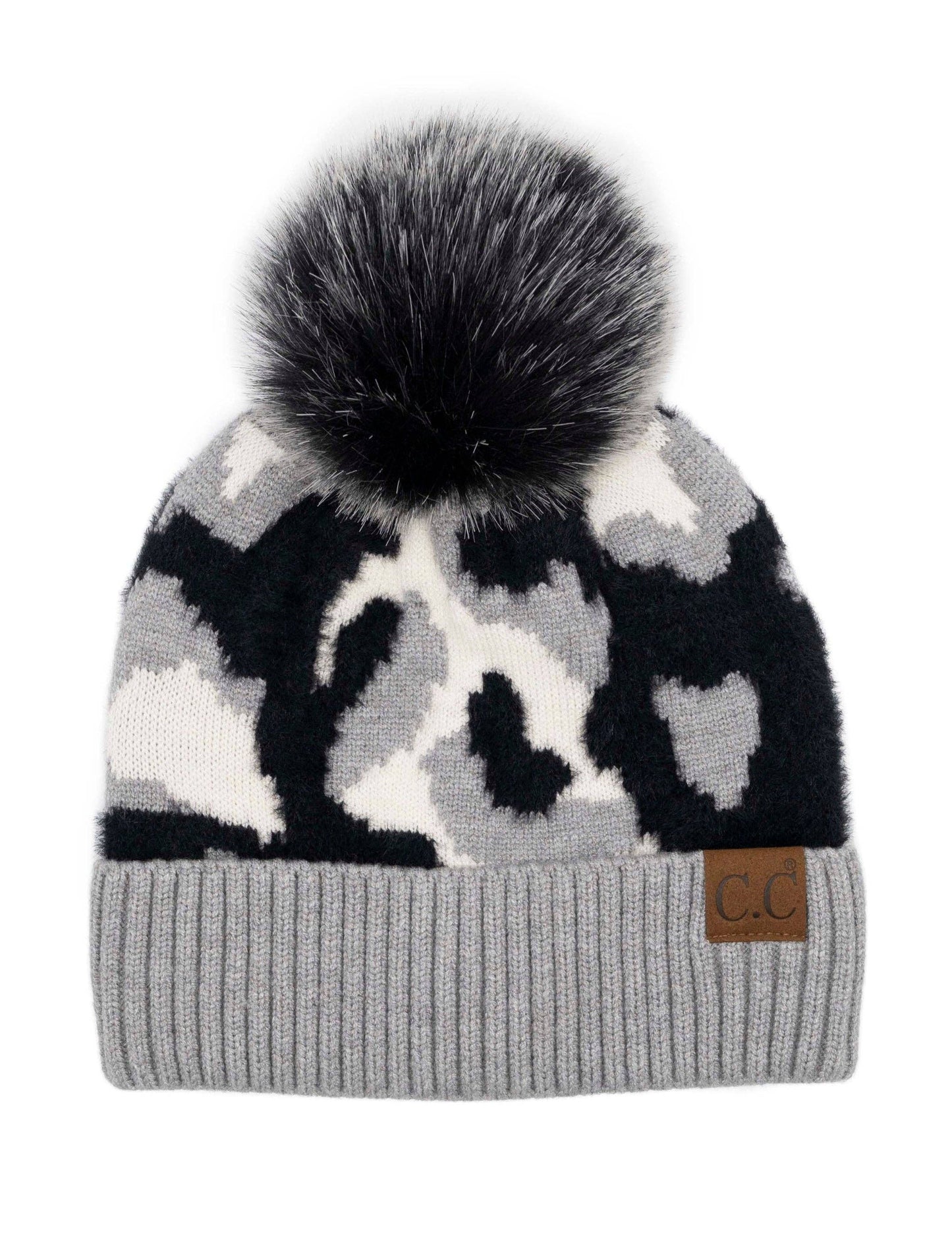 Chenille Abstract Print Beanie