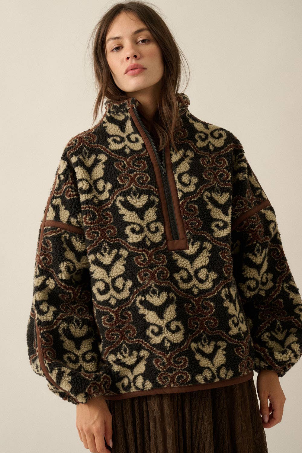 Ornate Sherpa Fleece Pullover