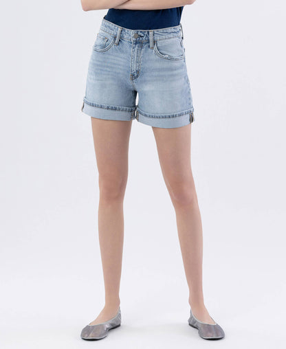 HIGH RISE CUFFED DENIM SHORTS